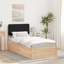 vidaXL Ágykeret Kárpitozott Fejtámlával fejtámlával Fekete 90 x 200 cm