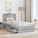vidaXL Ágykeret fejtámlával fiókkal Szürke Sonoma 75 x 190 cm Faanyag