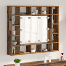 vidaXL Tükörszekrény tükör lámpákkal Régi fa 91 x 15 x 76,5 cm Faanyag