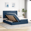 vidaXL Tárolós Ágy fejtámlával tárolóval Kék 180 x 200 cm Szövet
