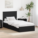 vidaXL Tárolós Ágy fejtámlával fiókkal Fekete 75 x 190 cm Faanyag
