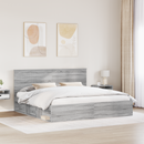vidaXL Ágykeret fejtámlával Szürke Sonoma 200 x 200 cm Tömör fenyőfa