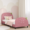 vidaXL Gyerekágy kerettel fejtámlával Rózsaszín 90 x 190 cm Bársony