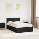vidaXL Ágykeret fiókkal fejtámlával Fekete 120 x 190 cm Mérnöki Fa