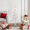 vidaXL Mű karácsonyfa 150 LED-del állvánnyal Fehér 120 cm PVC és Acél