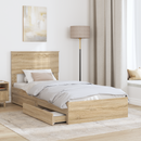 vidaXL Tárolós Ágy fejtámlával Sonoma tölgy 90 x 200 cm Faanyag