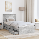 vidaXL Ágykeret fiókkal tárolóval Beton Szürke 75 x 190 cm Mérnöki Fa