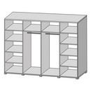 Hálószoba szett (szekrény+ágy+2x éjjeliszekrény), artisan tölgy/fekete norvég fenyő, BAFRA