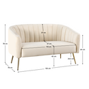 Design kétszemélyes kanapé, bézs Velvet szövet/gold króm-arany, BAGY