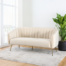 Design 3-as ülés kanapé, bézs Velvet szövet/gold króm-arany, BAGY