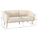 Design 3-as ülés kanapé, bézs Velvet szövet/gold króm-arany, BAGY
