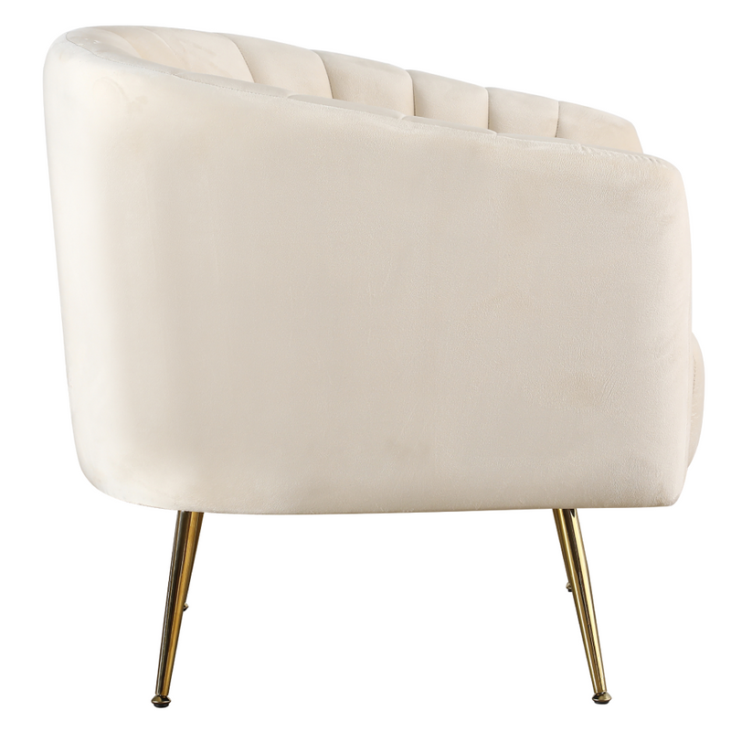Design fotel, bézs Velvet szövet/gold króm-arany, BAGY