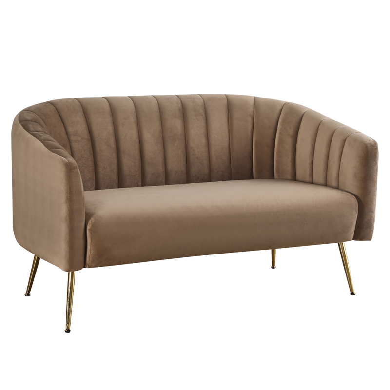 Design kétszemélyes kanapé, barna Velvet szövet/gold króm-arany, BAGY