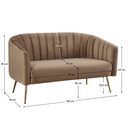 Design kétszemélyes kanapé, barna Velvet szövet/gold króm-arany, BAGY