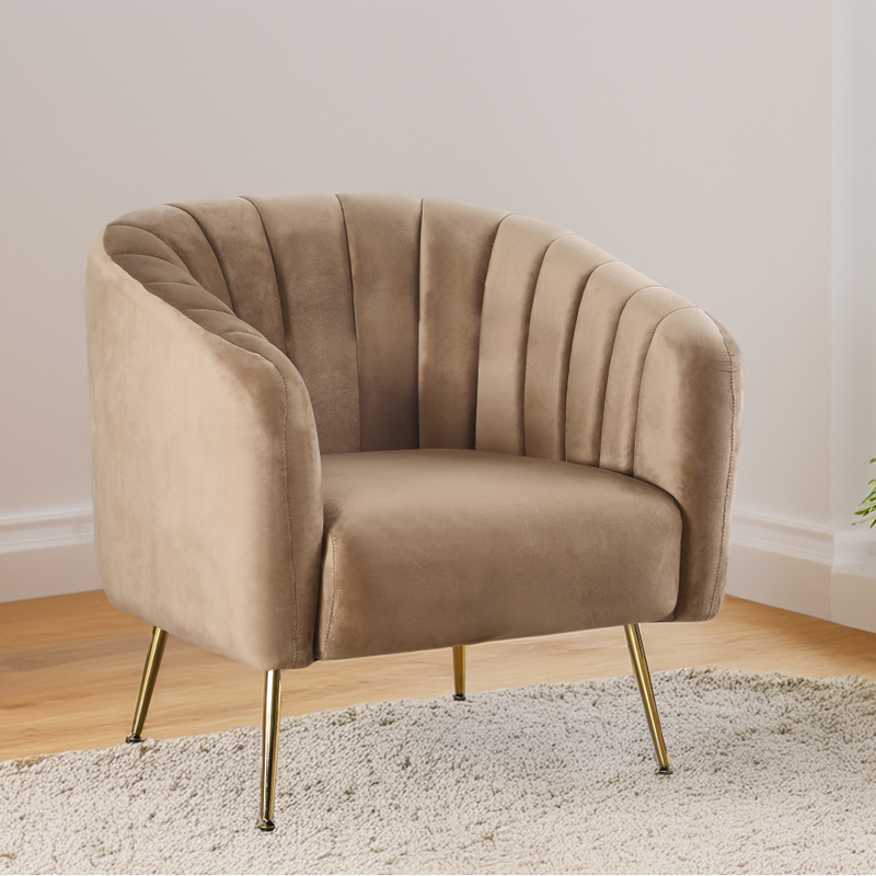 Design fotel, barna Velvet szövet/gold króm-arany, BAGY