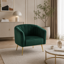 Design fotel, sötétzöld Velvet szövet/gold króm-arany, BAGY