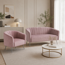 Design kétszemélyes kanapé, rózsaszín Velvet szövet/króm-ezüst, BAGY