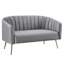 Design kétszemélyes kanapé, szürke Velvet szövet/gold króm-arany, BAGY