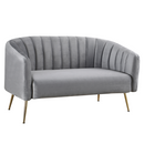 Design kétszemélyes kanapé, szürke Velvet szövet/gold króm-arany, BAGY