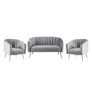 Design kétszemélyes kanapé, szürke Velvet szövet/gold króm-arany, BAGY