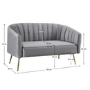Design kétszemélyes kanapé, szürke Velvet szövet/gold króm-arany, BAGY