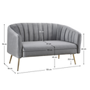 Design kétszemélyes kanapé, szürke Velvet szövet/gold króm-arany, BAGY