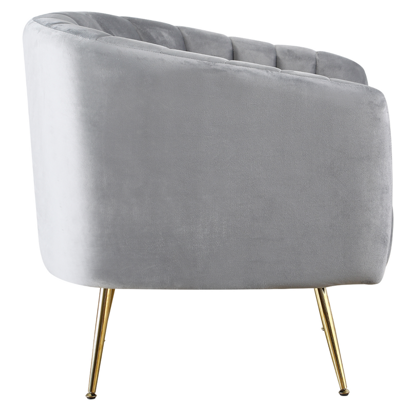 Design fotel, szürke Velvet szövet/gold króm-arany, BAGY