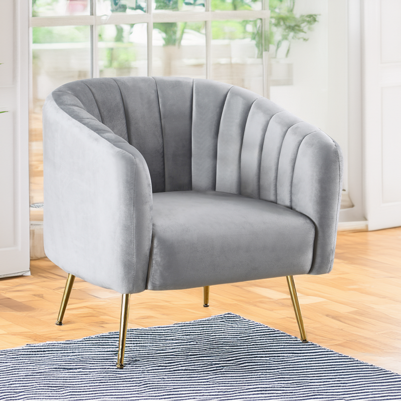 Design fotel, szürke Velvet szövet/gold króm-arany, BAGY