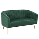 Design kétszemélyes kanapé, sötétzöld Velvet szövet/gold króm-arany, BAGY
