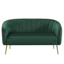 Design kétszemélyes kanapé, sötétzöld Velvet szövet/gold króm-arany, BAGY
