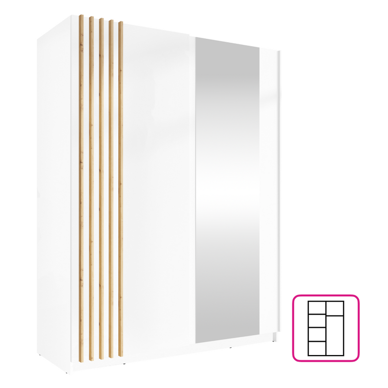 Szekrény, 2D-150, fehér/artisan tölgy, BAJADERO TYP 1