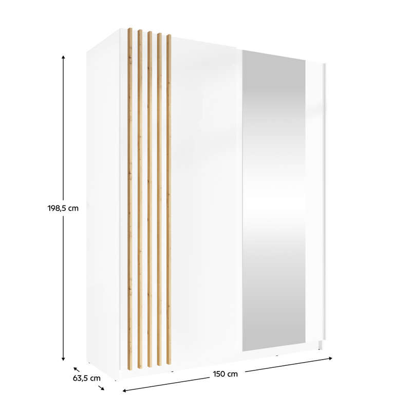 Szekrény, 2D-150, fehér/artisan tölgy, BAJADERO TYP 1
