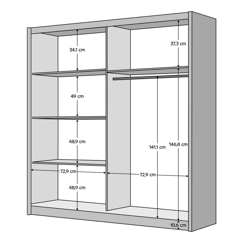Szekrény, 2D-150, fekete/artisan tölgy, BAJADERO TYP 1