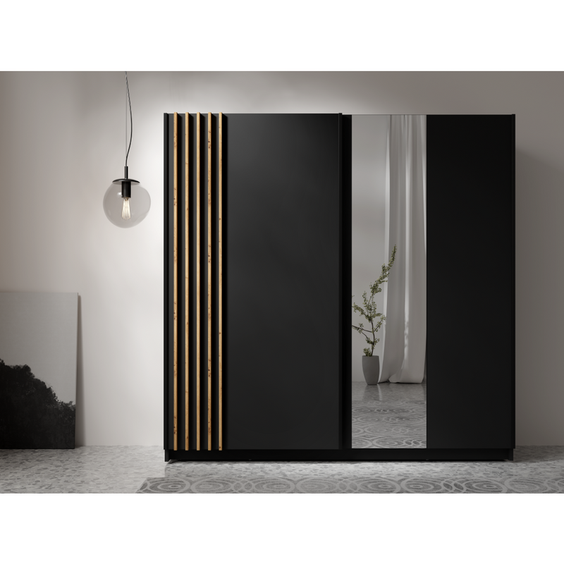 Szekrény, 2D-200, fekete/artisan tölgy, BAJADERO TYP 2