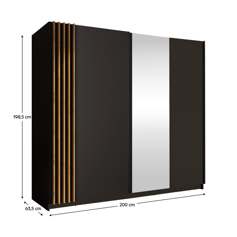 Szekrény, 2D-200, fekete/artisan tölgy, BAJADERO TYP 2