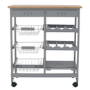 Tálalókocsi, szürke/természetes, BARABE