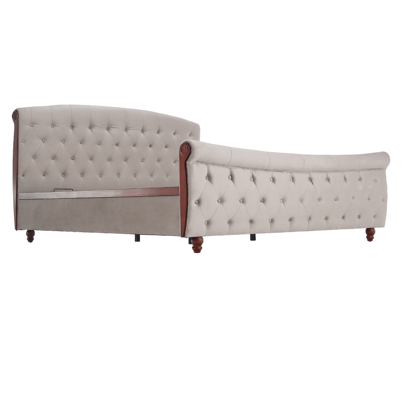 Ágy ágyráccsal, 180x200, szürkésbarna Taupe Velvet szövet, BARETO
