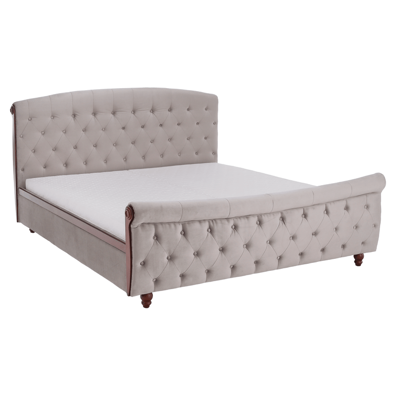 Ágy ágyráccsal, 180x200, szürkésbarna Taupe Velvet szövet, BARETO