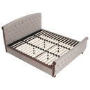 Ágy ágyráccsal, 180x200, szürkésbarna Taupe Velvet szövet, BARETO