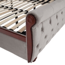 Ágy ágyráccsal, 180x200, szürkésbarna Taupe Velvet szövet, BARETO