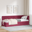 vidaXL Sarokágy keret fejtámlával Bordó 80 cm x 200 cm Bársony