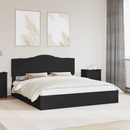 vidaXL Tárolós Ágy fejtámlával fiókkal Fekete 200 x 200 cm Faanyag