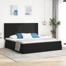 vidaXL Ágy tárolóval és matraccal Fekete 200 x 200 cm Bársony