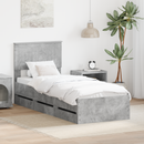 vidaXL Ágykeret fiókkal tárolóval Beton Szürke 75 x 190 cm Mérnöki Fa