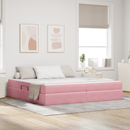vidaXL Ágy tárolóval és matraccal Rózsaszín 200 x 200 cm Bársony