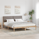 vidaXL Ágykeret fejtámlával Barna és taupe 200 x 200 cm Tömör fenyőfa