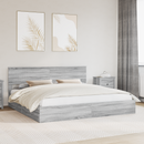 vidaXL Tárolós Ágy fejtámlával Szürke Sonoma 200 x 200 cm Faanyag
