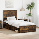 vidaXL Ágykeret fejtámlával Füstölt tölgy 75 x 190 cm Tömör fenyőfa