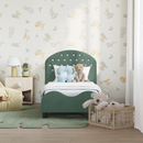 vidaXL Gyerekágy keret fejtámlával Tengeri Zöld 70 x 140 cm Bársony