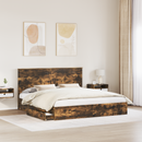 vidaXL Tárolós Ágy fejtámlával Füstölt tölgy 180 x 200 cm Faanyag